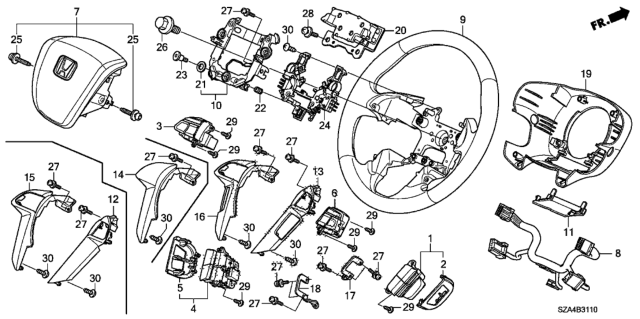 2009 Honda Pilot Set, Driver Module (Graphite Black) Diagram for 77810-SZA-A81ZA