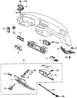 1982 Honda Civic Instrument Garnish  - Molding Diagram