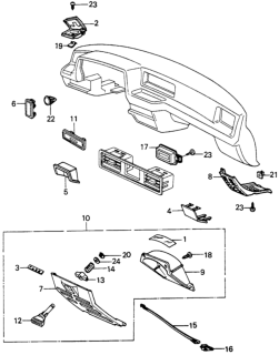 1982 Honda Civic 5 Door ** (WAGOVAN) KA HMT Instrument Garnish  - Molding Diagram
