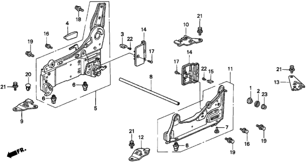 1998 Honda Odyssey 5 Door EX KA 4AT Right Middle Seat Components (Removable) Diagram