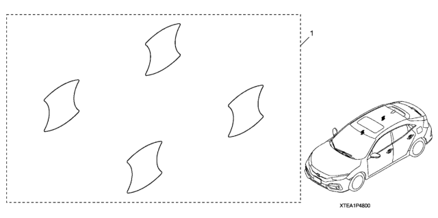 2020 Honda Civic 4 Door LX (HCM ENGINE) KA CVT Door Handle Film Diagram