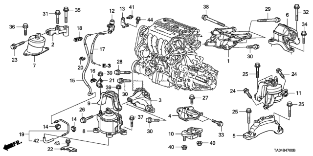 2011 Honda Accord Engine Mounts (L4) Diagram