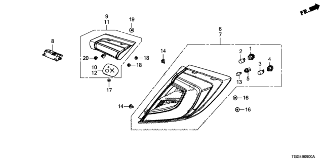 2020 Honda Civic Taillight - License Light Diagram