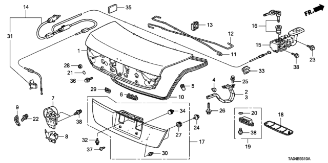 2008 Honda Accord Lid, Trunk (DOT) Diagram for 68500-TA0-A90ZZ