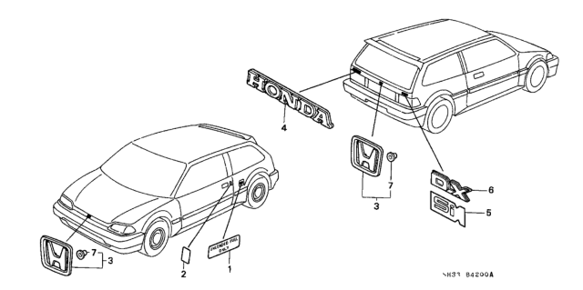 1991 Honda Civic Emblems Diagram