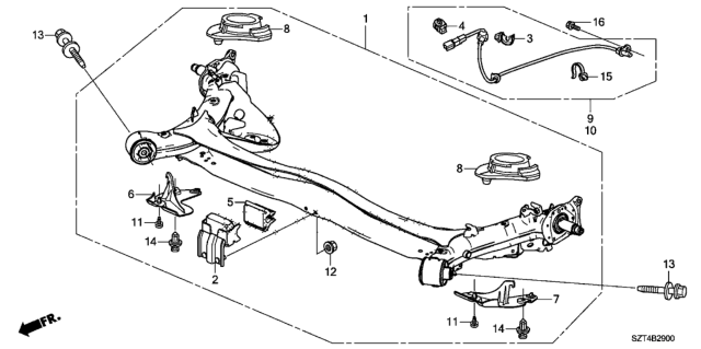 2011 Honda CR-Z Rubber, Rear Stabilizer Diagram for 52315-SZT-000