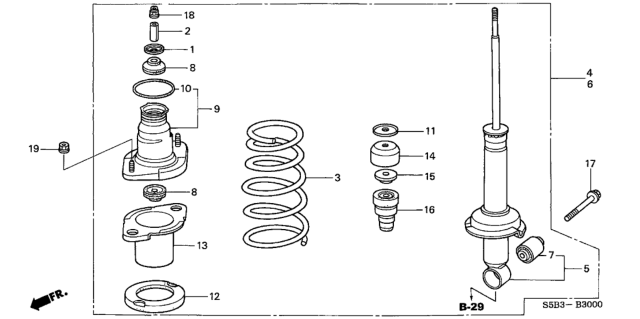 2003 Honda Civic 4 Door MX (HYBRID) KL 5MT Rear Shock Absorber Diagram