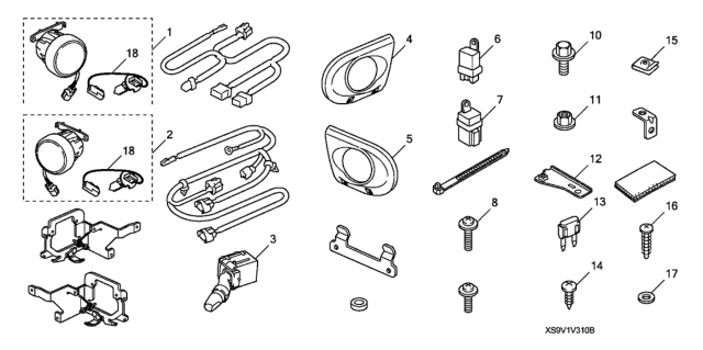 2005 Honda Pilot 5 Door EXL (RES) KA 5AT Foglight (Without Lower Trim Cover) Diagram