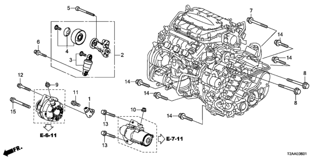 2017 Honda Accord Bracket, Alternator Diagram for 31113-5G0-A01