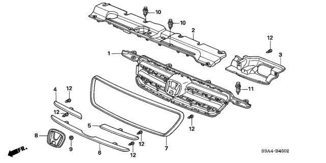 2005 Honda CR-V Front Grille Diagram 2