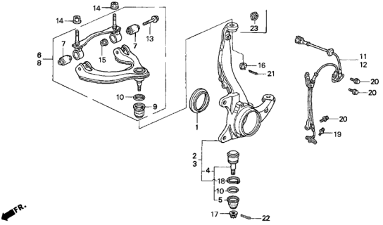 1993 Honda Del Sol Knuckle, Left Front Diagram for 51215-SR3-000