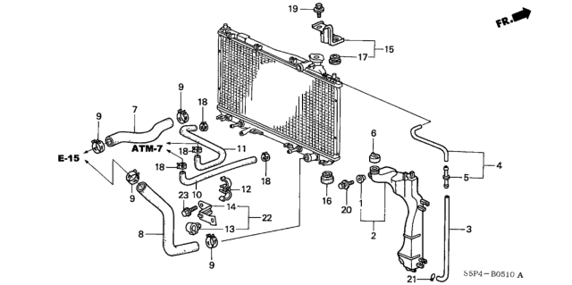 2004 Honda Civic Radiator Hose - Reserve Tank Diagram