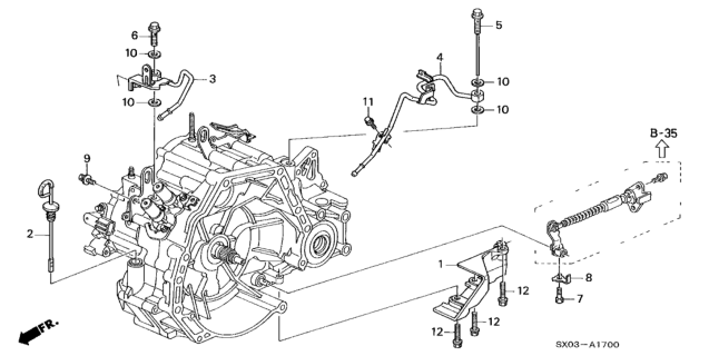 1998 Honda Odyssey 5 Door EX KA 4AT AT Oil Level Gauge (2.3L) Diagram