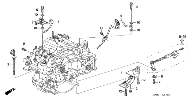 1998 Honda Odyssey AT Oil Level Gauge (2.3L) Diagram