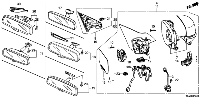 2016 Honda Accord Mirror Assembly, Passenger Side Door (Obsidian Blue Pearl) Diagram for 76200-T2G-A61ZJ