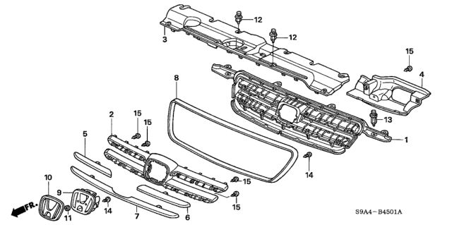 2005 Honda CR-V Molding, L. FR. Grille (Upper) Diagram for 71126-S9A-003