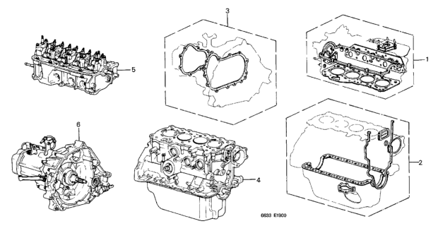 1977 Honda Civic 5 Door ** KL HMT Gasket Kit - Engine Assy.  - Transmission Assy. Diagram