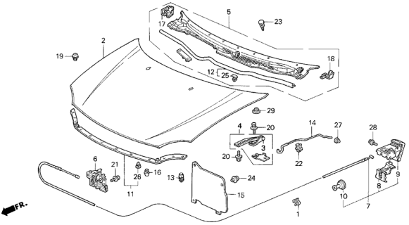 1994 Honda Del Sol Hood Diagram