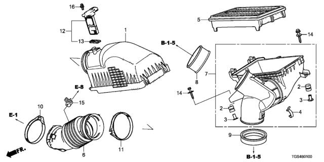 2021 Honda Passport 5 Door EXL (2WD) KA 9AT Air Cleaner Diagram
