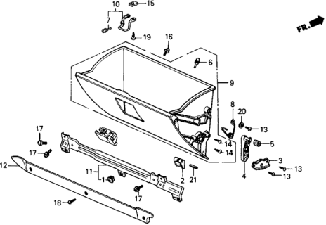 1989 Honda Prelude 2 Door 2.0SI (4WS) KA 5MT Glove Box Diagram