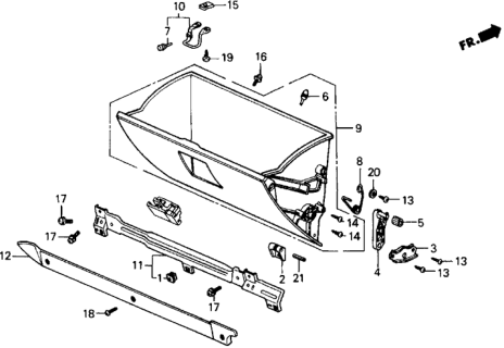 1990 Honda Prelude Box, Glove (Palmy Blue) Diagram for 77501-SF1-000ZG