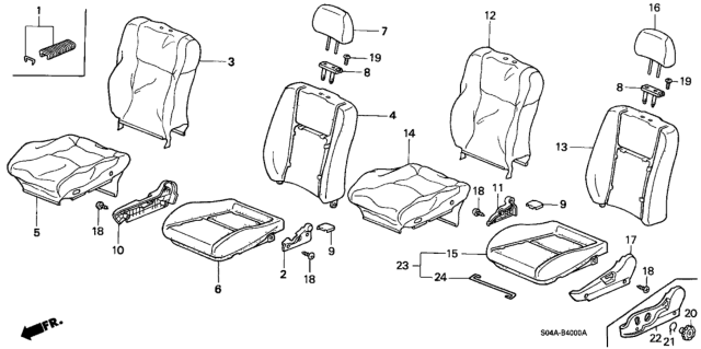 1999 Honda Civic Cover, Right Front Seat-Back Trim (Excel Charcoal) Diagram for 81121-S04-A13ZA