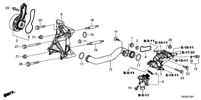 2016 Honda Civic Water Pump (2.0L) Diagram