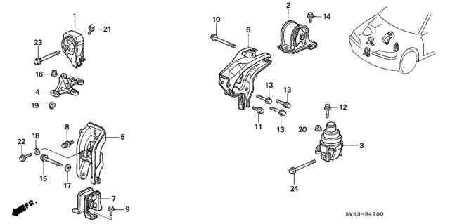 1994 Honda Accord 5 Door LX KA 5MT Engine Mount Diagram