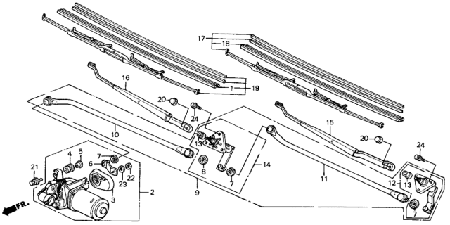 1988 Honda Civic Link, FR. Wiper (LH) Diagram for 76530-SH3-A01