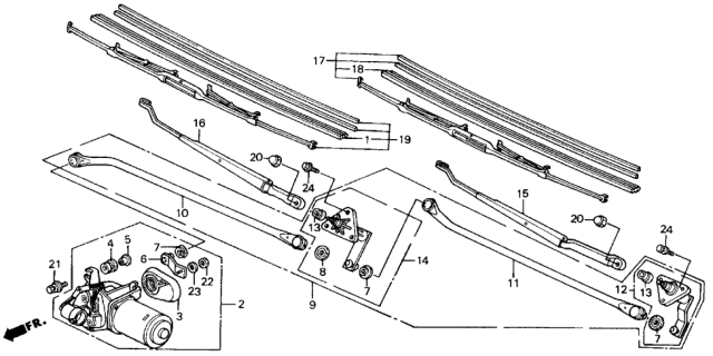 1989 Honda Civic Rod Unit A Diagram for 76540-SH3-A01