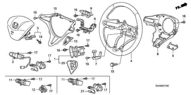 2006 Honda Civic Switch Assembly, Cruise & Audio Diagram for 36770-SNB-Q11