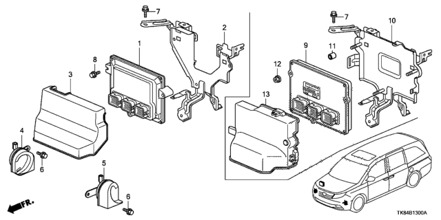 2011 Honda Odyssey Horn Assembly (Low) Diagram for 38100-TK8-A01