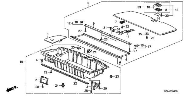 2014 Honda Pilot Net Assy,Cargo Diagram for 84522-SZA-A02