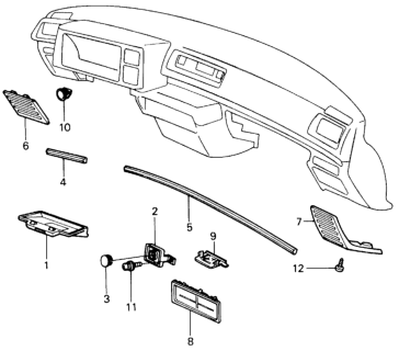 1981 Honda Civic 3 Door ** (1500) KL HMT Instrument Garnish  - Molding Diagram