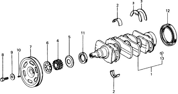 1978 Honda Civic 2 Door ** KA 4MT Crankshaft Diagram
