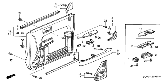 2004 Honda Element Front Door Lining Diagram