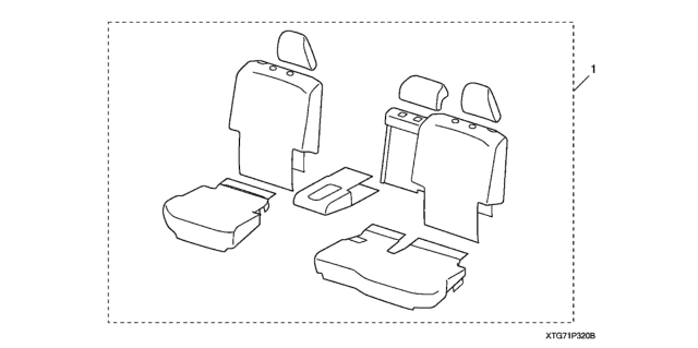 2019 Honda Pilot 5 Door EX (2WD/SENSING) KA 6AT Seat Covers (2Nd Row) Diagram