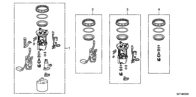 2011 Honda CR-Z Module Set, Fuel Pump Diagram for 17045-SZT-L00