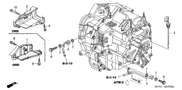 2005 Honda Element AT ATF Pipe Diagram