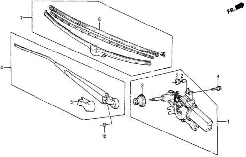 1985 Honda Civic Motor, Rear Wiper Diagram for 38420-SB6-661