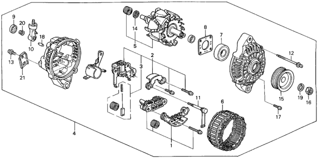 1993 Honda Del Sol 2 Door S KL 4AT Alternator (Mitsubishi) Diagram