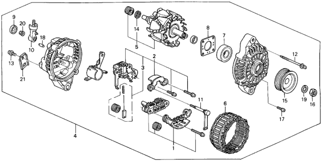 1993 Honda Del Sol Alternator (Mitsubishi) Diagram 1