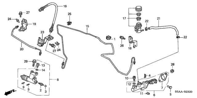2004 Honda Civic 4 Door LX (SIDE SRS) KA 5MT Clutch Master Cylinder Diagram