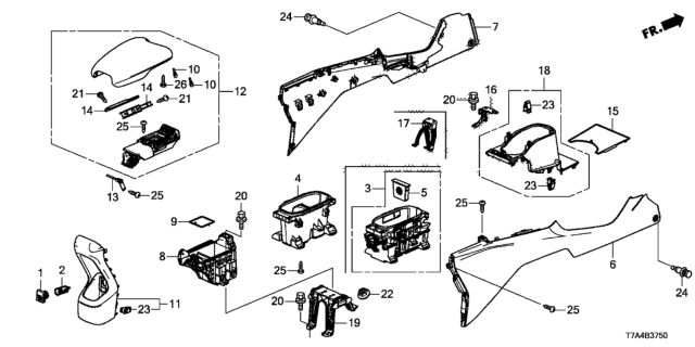 2020 Honda HR-V Bracket Comp,Center Con Diagram for 83415-T7A-000