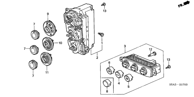 2001 Honda Civic Switch Assy., Heater Push *NH365L* (BLACK METALLIC) Diagram for 79510-S5N-A51ZA