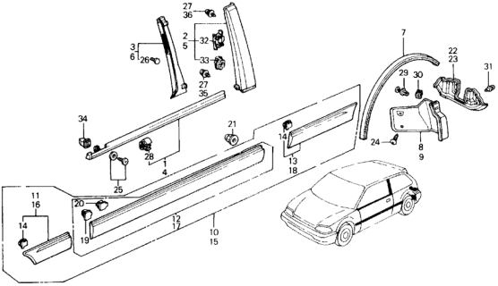 1989 Honda Civic Side Protector Diagram