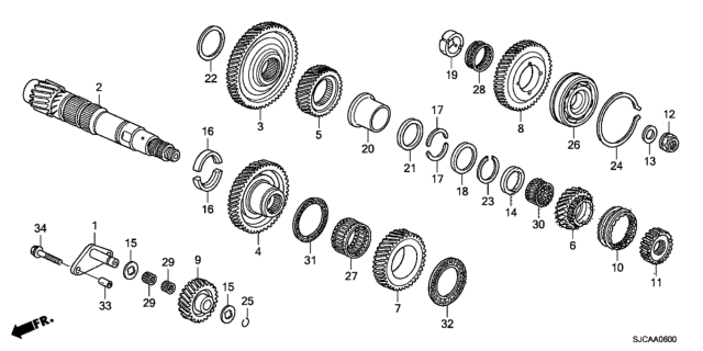 2014 Honda Ridgeline AT Countershaft Diagram