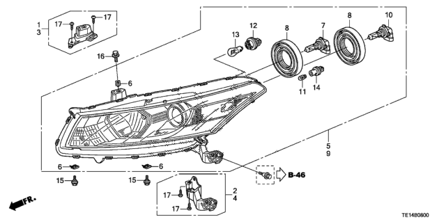 2012 Honda Accord 2 Door EX KA 5MT Headlight Diagram