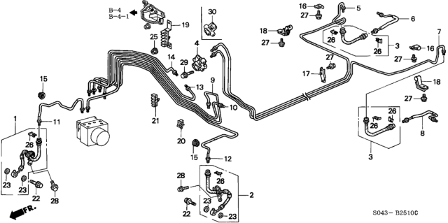 1996 Honda Civic Brake Lines (ABS) Diagram