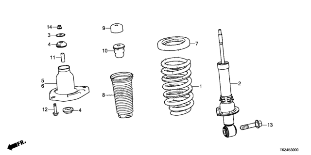 2017 Honda Ridgeline 4 Door RTL (2WD) KA 6AT Rear Shock Absorber Diagram
